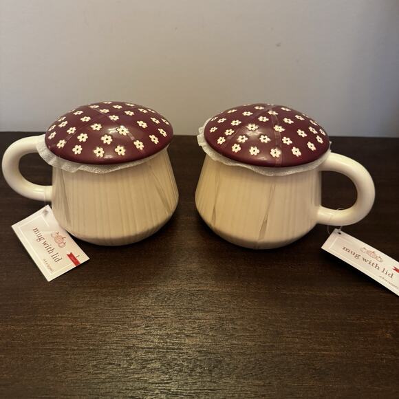 Target Bullseye Playground Mushroom Mug Set of 2 Cup Lid 17 oz Fall New - Picture 2 of 14